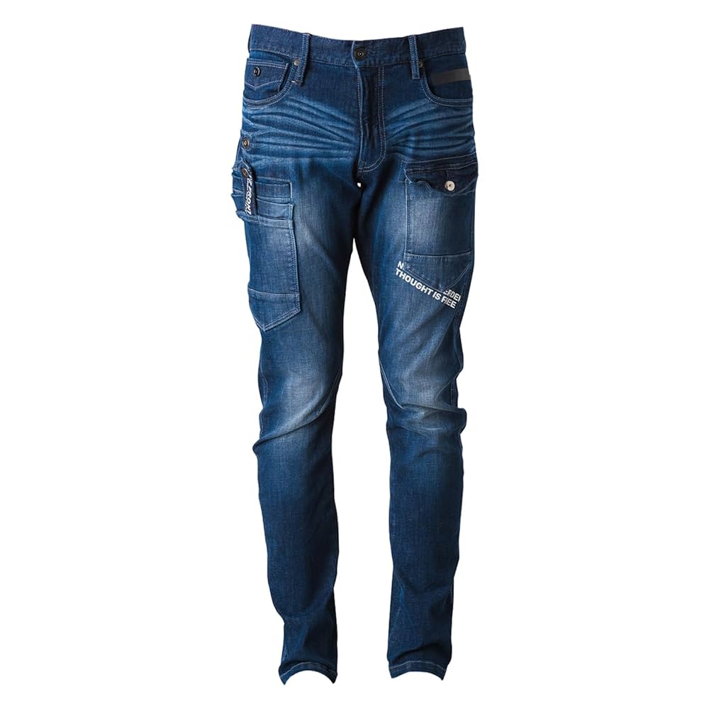 カーゴデニムパンツ　ブルー　サイズ1 ワンフォークロージング 1111clothing ◇バルーンカーゴ ライン